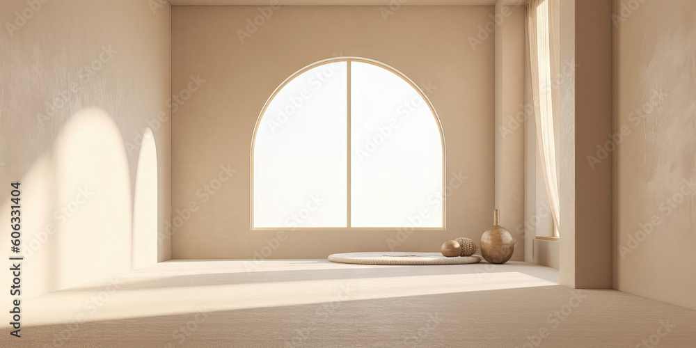 beige room with window