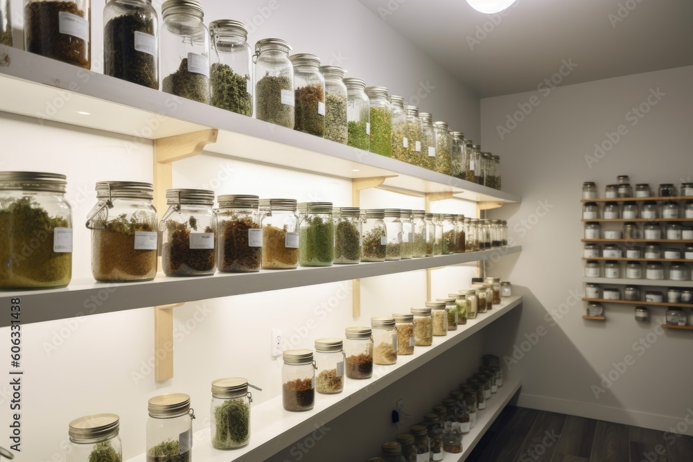 medical marijuana dispensary, with variety of products and paraphernalia for patients, created with generative ai