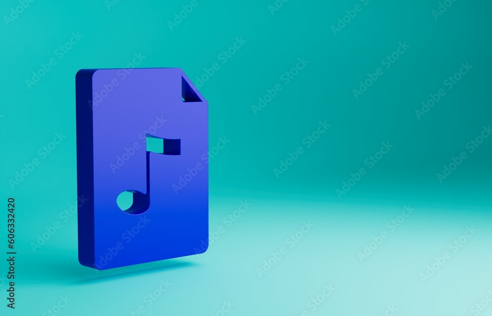 Blue MP3 file document. Download mp3 button icon isolated on blue background. Mp3 music format sign. MP3 file symbol. Minimalism concept. 3D render illustration Blue MP3 file document. Download mp3 button icon isolated on blue background. Mp3 music format sign. MP3 file symbol. Minimalism concept. 3D render illustration