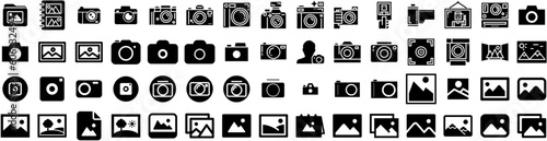 Set Of Photograph Icons Isolated Silhouette Solid Icon With Photography, Picture, Art, Photo, Camera, Photograph, Design Infographic Simple Vector Illustration Logo