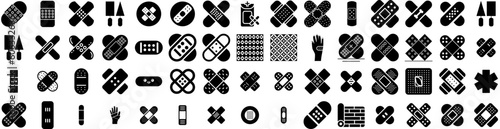 Set Of Plaster Icons Isolated Silhouette Solid Icon With Plastering, Plasterer, Plaster, Worker, Cement, Construction, Wall Infographic Simple Vector Illustration Logo