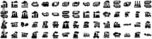 Set Of Pollution Icons Isolated Silhouette Solid Icon With Dirty, Environmental, Nature, Air, Environment, Pollution, City Infographic Simple Vector Illustration Logo