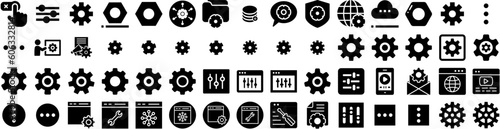 Set Of Preferences Icons Isolated Silhouette Solid Icon With Vector, Symbol, Service, Business, Concept, Icon, Technology Infographic Simple Vector Illustration Logo