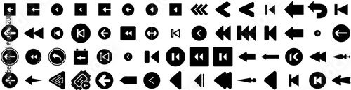 Set Of Previous Icons Isolated Silhouette Solid Icon With Web, Symbol, Previous, Icon, Button, Arrow, Vector Infographic Simple Vector Illustration Logo