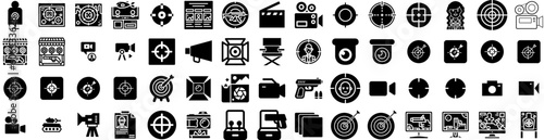 Set Of Shooting Icons Isolated Silhouette Solid Icon With Sky, Shooting, Background, Comet, Abstract, Black, Star Infographic Simple Vector Illustration Logo