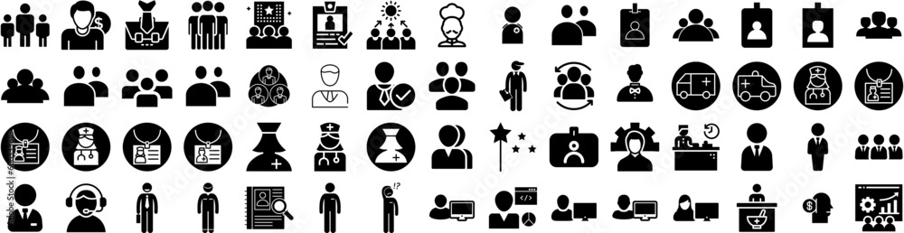 Set Of Staff Icons Isolated Silhouette Solid Icon With Human, Teamwork, Group, Team, Staff, People, Business Infographic Simple Vector Illustration Logo Set Of Staff Icons Isolated Silhouette Solid Icon With Human, Teamwork, Group, Team, Staff, People, Business Infographic Simple Vector Illustration Logo