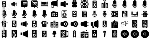 Set Of Speaker Icons Isolated Silhouette Solid Icon With Modern, Public, Business, Conference, Speech, Presentation, Speaker Infographic Simple Vector Illustration Logo