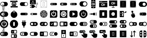 Set Of Switch Icons Isolated Silhouette Solid Icon With Technology, Off, Design, Button, Control, Switch, Icon Infographic Simple Vector Illustration Logo