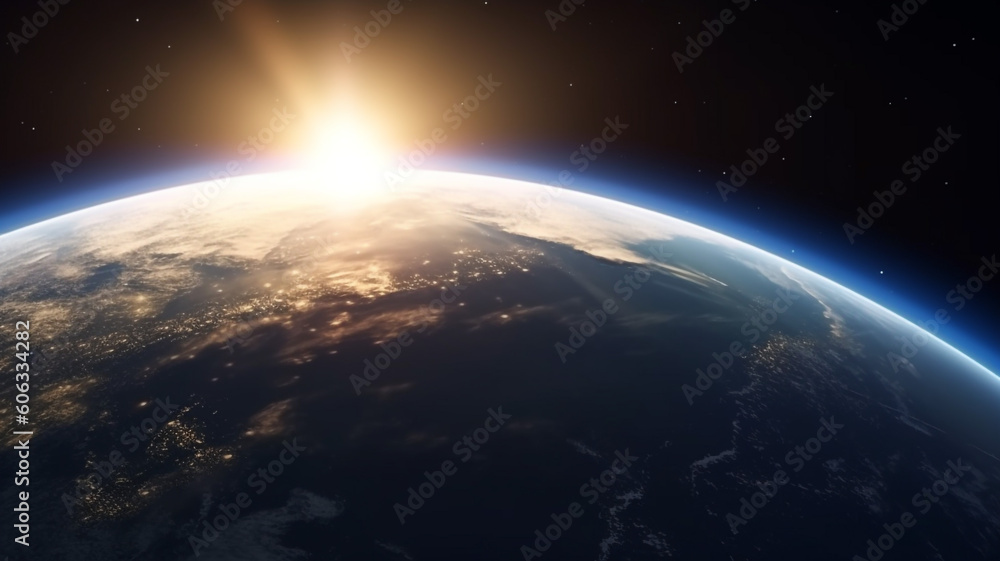 Sunrise on the earth seen from the space