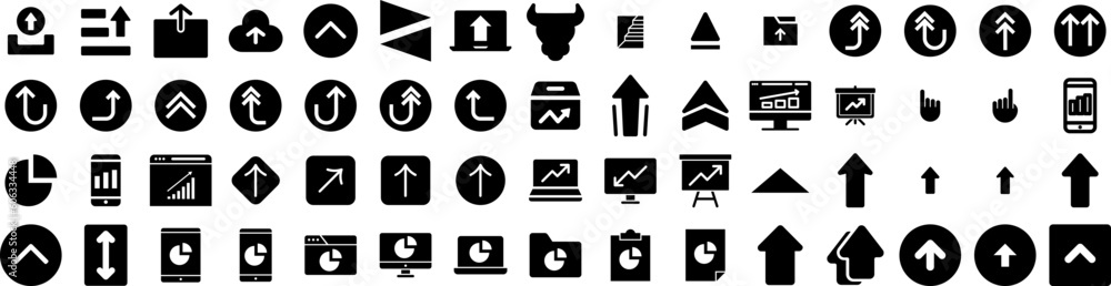 Set Of Upward Icons Isolated Silhouette Solid Icon With Progress, Arrow, Upward, Up, Graph, Growth, Business Infographic Simple Vector Illustration Logo Set Of Upward Icons Isolated Silhouette Solid Icon With Progress, Arrow, Upward, Up, Graph, Growth, Business Infographic Simple Vector Illustration Logo