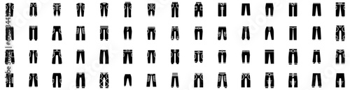 Set Of Trousers Icons Isolated Silhouette Solid Icon With Garment  Wear  Fashion  Style  Clothing  Trousers  Pants Infographic Simple Vector Illustration Logo