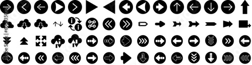 Set Of Arrows Icons Isolated Silhouette Solid Icon With Arrow, Sign, Symbol, Collection, Design, Vector, Set Infographic Simple Vector Illustration Logo