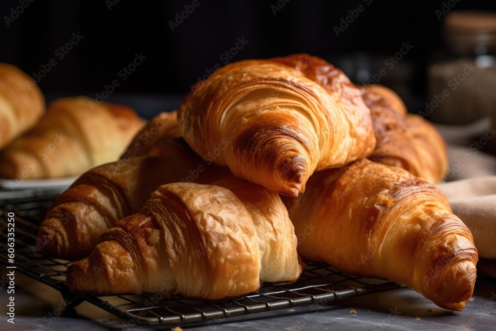 Φωτογραφία homemade croissants, baked and rolled into flaky pastries with layers of buttery