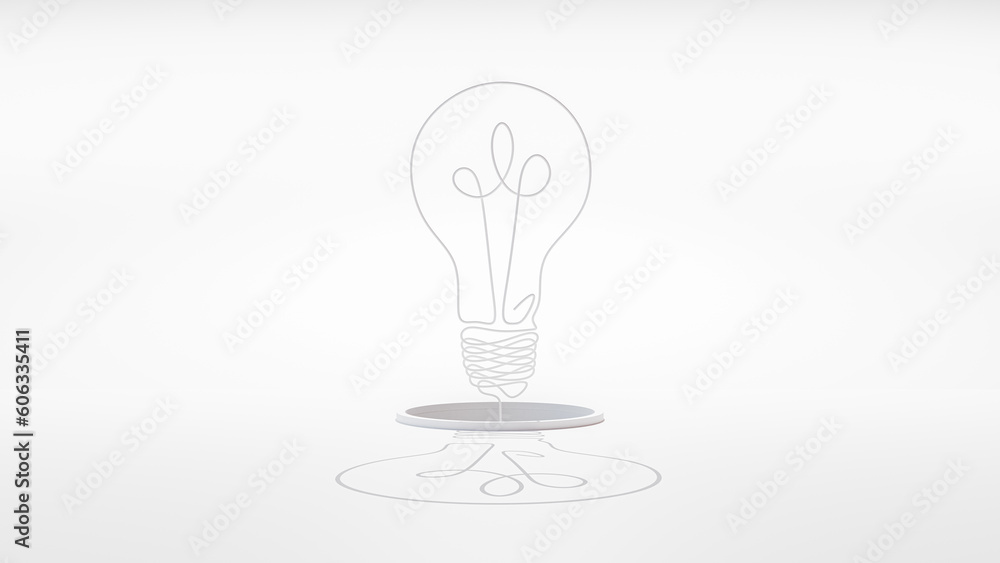 White light bulb out of pipe or tunnel. wire of continuous one line idea light bulb. minimal idea concept. White light bulb out of pipe or tunnel. wire of continuous one line idea light bulb. minimal idea concept.