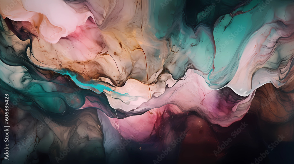 an abstract painting of different colorful liquids