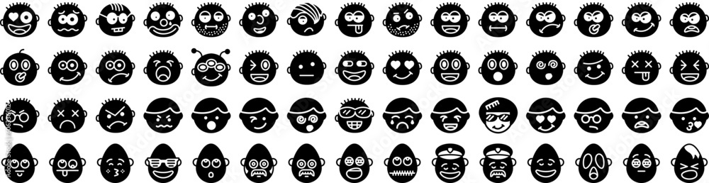 Set Of Emoji Icons Isolated Silhouette Solid Icon With Face, Icon, Isolated, Sign, Symbol, Emoticon, Vector Infographic Simple Vector Illustration Logo Set Of Emoji Icons Isolated Silhouette Solid Icon With Face, Icon, Isolated, Sign, Symbol, Emoticon, Vector Infographic Simple Vector Illustration Logo