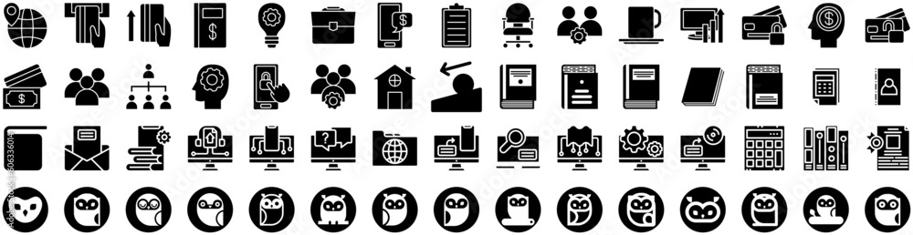 Set Of Education Icons Isolated Silhouette Solid Icon With Education, Knowledge, Study, University, School, Book, Student Infographic Simple Vector Illustration Logo Set Of Education Icons Isolated Silhouette Solid Icon With Education, Knowledge, Study, University, School, Book, Student Infographic Simple Vector Illustration Logo