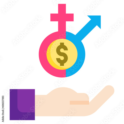 gender pay gap flat icon,linear,outline,graphic,illustration