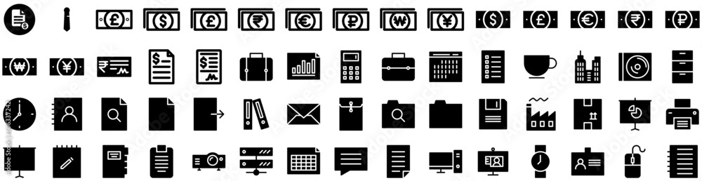 Set Of Business Icons Isolated Silhouette Solid Icon With Corporate, Office, Success, Communication, Technology, Business, Teamwork Infographic Simple Vector Illustration Logo Set Of Business Icons Isolated Silhouette Solid Icon With Corporate, Office, Success, Communication, Technology, Business, Teamwork Infographic Simple Vector Illustration Logo