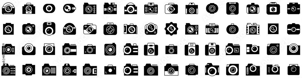 Set Of Camera Icons Isolated Silhouette Solid Icon With Lens, Photo, Camera, Photography, Illustration, Digital, Equipment Infographic Simple Vector Illustration Logo Set Of Camera Icons Isolated Silhouette Solid Icon With Lens, Photo, Camera, Photography, Illustration, Digital, Equipment Infographic Simple Vector Illustration Logo