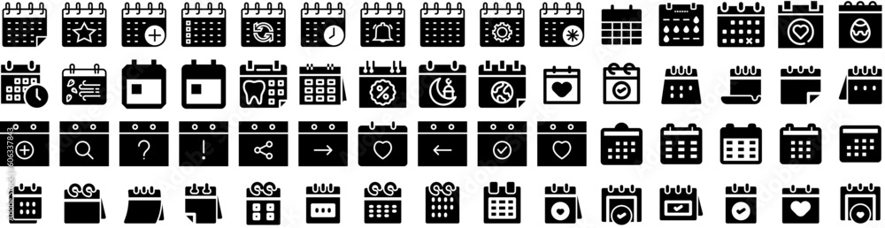 Set Of Calendar Icons Isolated Silhouette Solid Icon With Year, Business, Event, Date, Month, Calendar, Vector Infographic Simple Vector Illustration Logo Set Of Calendar Icons Isolated Silhouette Solid Icon With Year, Business, Event, Date, Month, Calendar, Vector Infographic Simple Vector Illustration Logo