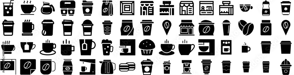 Set Of Coffee Icons Isolated Silhouette Solid Icon With Black, Coffee, Cafe, Background, Drink, Espresso, Beverage Infographic Simple Vector Illustration Logo Set Of Coffee Icons Isolated Silhouette Solid Icon With Black, Coffee, Cafe, Background, Drink, Espresso, Beverage Infographic Simple Vector Illustration Logo