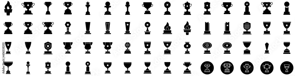 Set Of Award Icons Isolated Silhouette Solid Icon With Winner, Background, Design, Golden, Luxury, Banner, Award Infographic Simple Vector Illustration Logo
