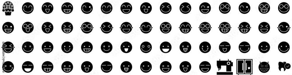 Set Of Happy Icons Isolated Silhouette Solid Icon With Party, Holiday, Background, Vector, Happy, Greeting, 2023 Infographic Simple Vector Illustration Logo Set Of Happy Icons Isolated Silhouette Solid Icon With Party, Holiday, Background, Vector, Happy, Greeting, 2023 Infographic Simple Vector Illustration Logo