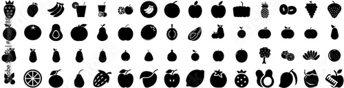 Set Of Fruit Icons Isolated Silhouette Solid Icon With Food  Organic  Diet  Fresh  Healthy  Orange  Fruit Infographic Simple Vector Illustration Logo