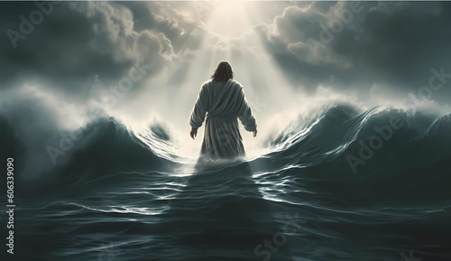 jesus standing on an ocean of storms
