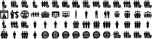 Set Of People Icons Isolated Silhouette Solid Icon With People, Team, Female, Business, Group, Person, Office Infographic Simple Vector Illustration Logo