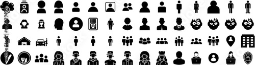 Set Of Person Icons Isolated Silhouette Solid Icon With Person, Business, Female, People, Group, Office, Team Infographic Simple Vector Illustration Logo
