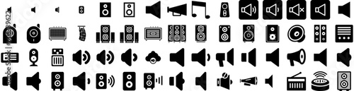 Set Of Speaker Icons Isolated Silhouette Solid Icon With Business, Presentation, Modern, Conference, Speaker, Public, Speech Infographic Simple Vector Illustration Logo