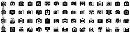 Set Of Camera Icons Isolated Silhouette Solid Icon With Lens, Camera, Digital, Photography, Photo, Illustration, Equipment Infographic Simple Vector Illustration Logo
