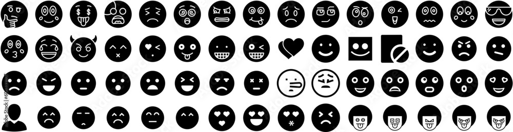 Set Of Emoji Icons Isolated Silhouette Solid Icon With Symbol, Vector, Face, Isolated, Icon, Emoticon, Sign Infographic Simple Vector Illustration Logo Set Of Emoji Icons Isolated Silhouette Solid Icon With Symbol, Vector, Face, Isolated, Icon, Emoticon, Sign Infographic Simple Vector Illustration Logo