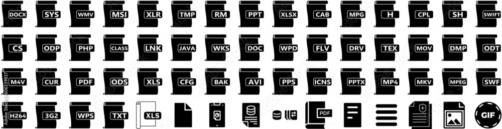 Set Of Format Icons Isolated Silhouette Solid Icon With Digital, Format, Graphic, Design, Vector, File, Document Infographic Simple Vector Illustration Logo Set Of Format Icons Isolated Silhouette Solid Icon With Digital, Format, Graphic, Design, Vector, File, Document Infographic Simple Vector Illustration Logo