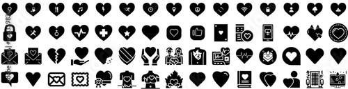 Set Of Heart Icons Isolated Silhouette Solid Icon With Symbol, Background, Valentine, Heart, Icon, Vector, Love Infographic Simple Vector Illustration Logo