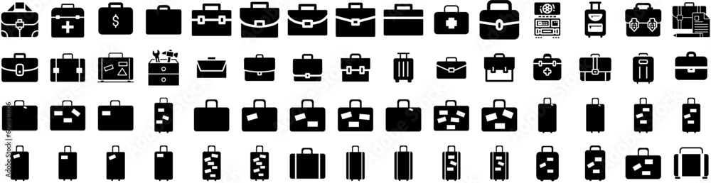 Set Of Suitcase Icons Isolated Silhouette Solid Icon With Suitcase, Baggage, Travel, Vacation, Luggage, Tourism, Journey Infographic Simple Vector Illustration Logo Set Of Suitcase Icons Isolated Silhouette Solid Icon With Suitcase, Baggage, Travel, Vacation, Luggage, Tourism, Journey Infographic Simple Vector Illustration Logo