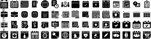Set Of Appointment Icons Isolated Silhouette Solid Icon With Date, Calendar, Meeting, Reminder, Event, Schedule, Appointment Infographic Simple Vector Illustration Logo