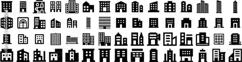 Set Of Apartments Icons Isolated Silhouette Solid Icon With Estate, Home, Modern, House, Residential, Apartment, Architecture Infographic Simple Vector Illustration Logo