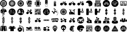 Set Of Bicycle Icons Isolated Silhouette Solid Icon With Lifestyle, Cycle, Healthy, Bicycle, Bike, Sport, Ride Infographic Simple Vector Illustration Logo