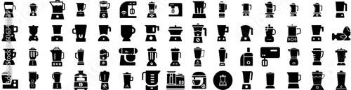 Set Of Blender Icons Isolated Silhouette Solid Icon With Blender, Kitchen, Equipment, Home, Healthy, Food, Smoothie Infographic Simple Vector Illustration Logo
