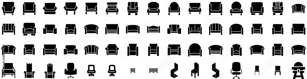 Set Of Chair Icons Isolated Silhouette Solid Icon With Interior, Seat, Design, Armchair, Isolated, Chair, Furniture Infographic Simple Vector Illustration Logo Set Of Chair Icons Isolated Silhouette Solid Icon With Interior, Seat, Design, Armchair, Isolated, Chair, Furniture Infographic Simple Vector Illustration Logo