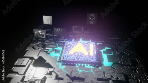 AI artificial intelligence digital  cybernetic circuit brain
