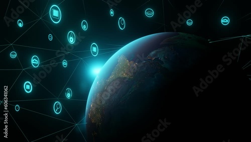5G network digital hologram and internet  background.3D Rendering
