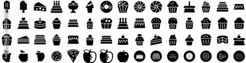 Set Of Delicious Icons Isolated Silhouette Solid Icon With Background  Vector  Delicious  Tasty  Happy  Food  Smile Infographic Simple Vector Illustration Logo