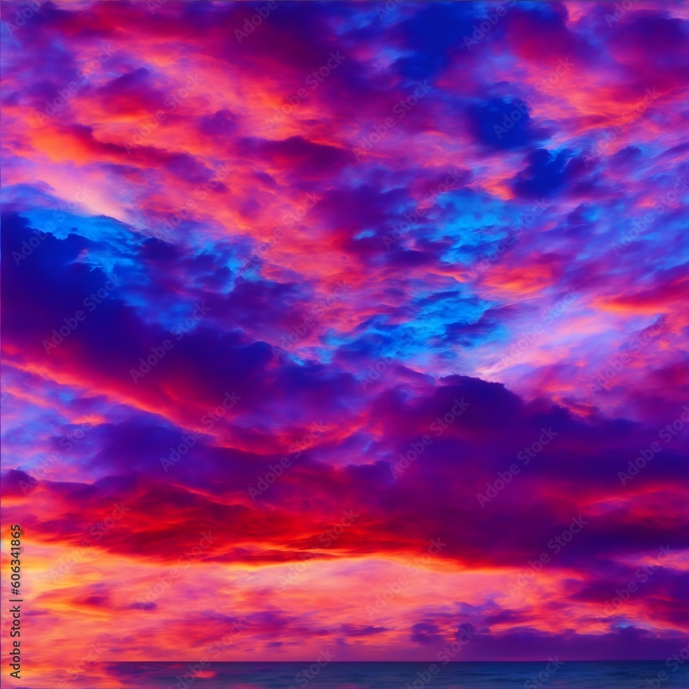Colorful fantasy sky in the clouds - Fantasy magical sky background with colorful cloudy sky, fluffy color cloud. Aesthetic concept - Generative Ai