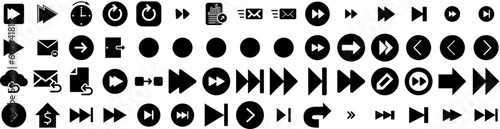 Set Of Forward Icons Isolated Silhouette Solid Icon With Arrow, Concept, Vector, Forward, Design, Web, Illustration Infographic Simple Vector Illustration Logo
