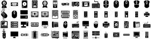 Set Of Hardware Icons Isolated Silhouette Solid Icon With Equipment, Shop, Retail, Store, Hardware, Tool, Repair Infographic Simple Vector Illustration Logo