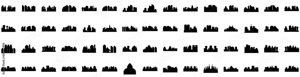 Set Of Metropolis Icons Isolated Silhouette Solid Icon With City, Metropolis, Skyscraper, Urban, Building, Cityscape, Architecture Infographic Simple Vector Illustration Logo